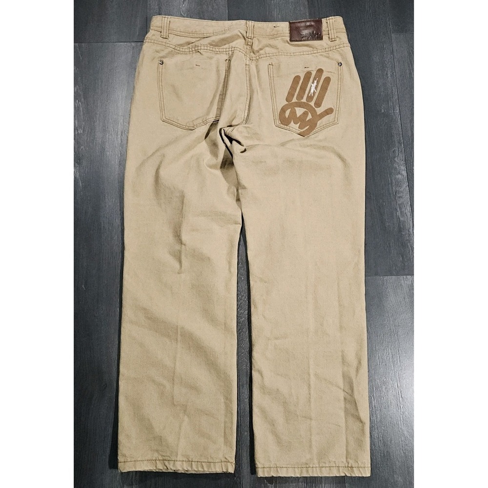 Miskeen Originals Jean Men 38X30 Brown 90s Y2K Straight Baggy Hip Hop Streetwear
